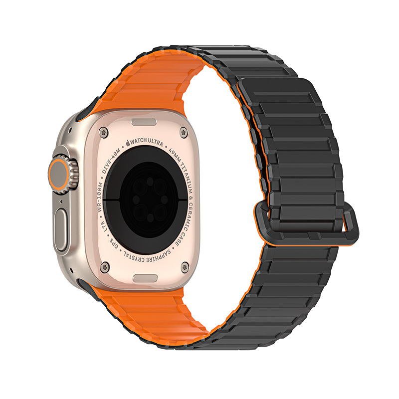 Aplicable AppleWatch Correa de reloj Apple Magnetic Correa de silicona de dos colores Correa impermeable de moda al por mayor transfronteriza