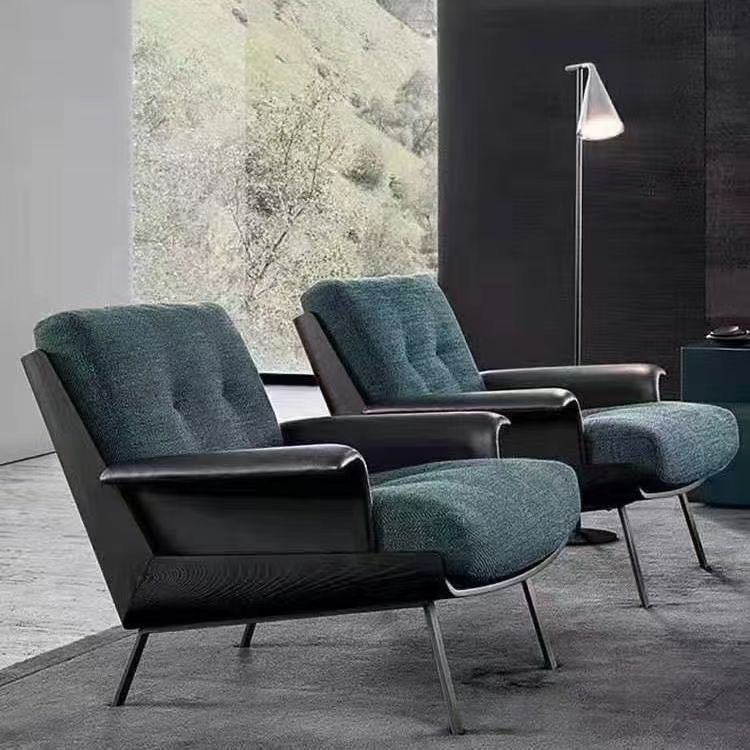 Nordic solid wood single sofa chair for living room, small apartment backrest chair, real estate office reception negotiation chair, balcony leisure chair