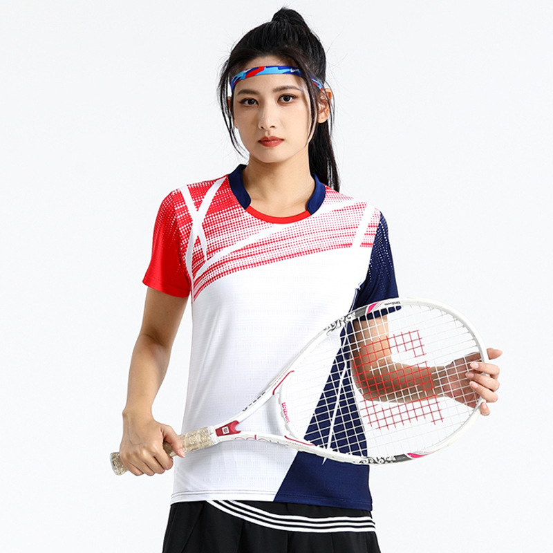 Seco rápido transpirable poliamonio bádminton set hombre y mujer V-cuello chaqueta deportiva para niños logotipo de impresión de adultos