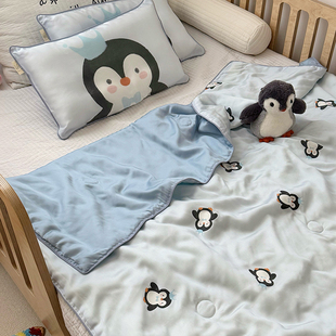 100% Tencel Summer Cool Quilt Kidsren's Air-Conditioned Quilt Thin Quilt Full Set Summer Quilt Four-Piece Set Cool Ice Silk Quilt
