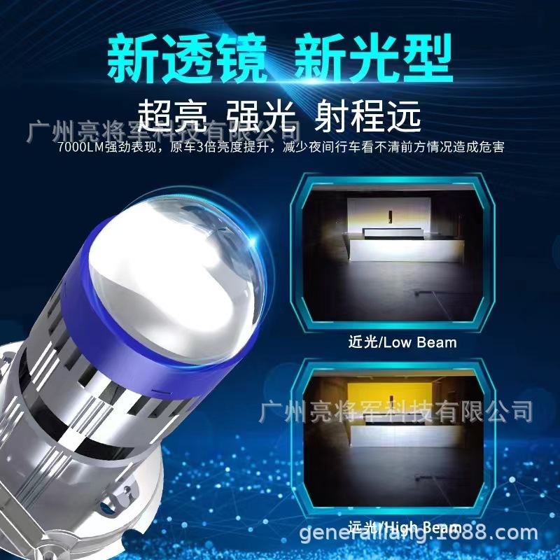オートバイのledヘッドライトh6 h4黄色と白の2色の高亮の小さい鋼砲のledランプの魚眼灯の電動の車のライトの前の車のライト|undefined