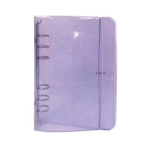Internet celebrity Korean ins style pvc transparent purple cover strap six-hole hand ledger a5a6 strap PP binder