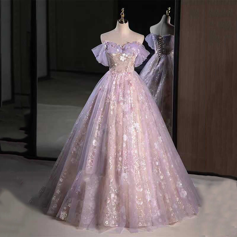 Evening Dress for Women 2026 New Style Vocal Arts Exam Student Birthday Adult Dress Purple Runaway Princess Engagement Toast Dress