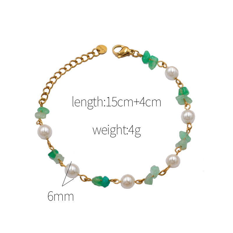 Natural Stone Pearl Beaded Stainless Steel Bracelet