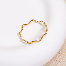 欧美跨境钛钢极细波浪满天星素圈戒指女简约轻奢气质精致设计感