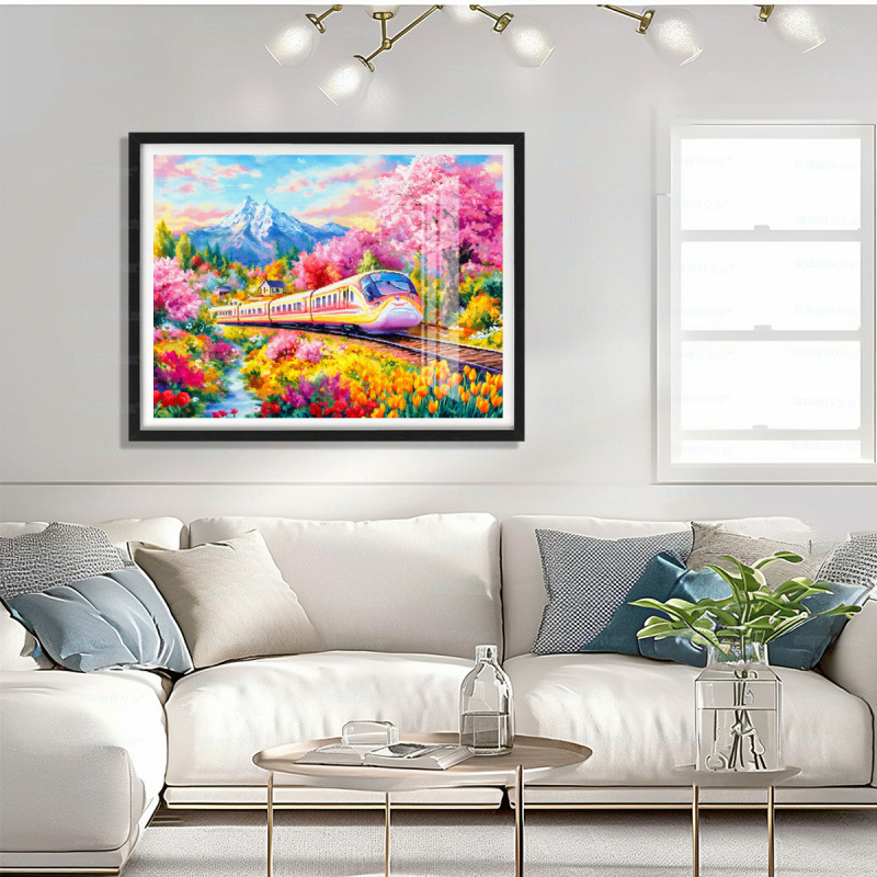 [Algodón importado] Mona Lisa Real Tren de primavera bordado a mano nuevo paisaje minimalista sala de estar bordado a mano image 4