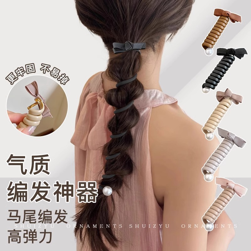 Moda de arco universal cabello telefónico anillo de cabello femenino simple burbuja trenzada correa de cabello temperamento cabello tocado