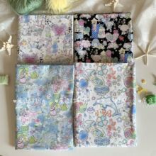 全棉40支府绸可爱卡通海洋动物乐园印花面料童装箱包家居服服装布