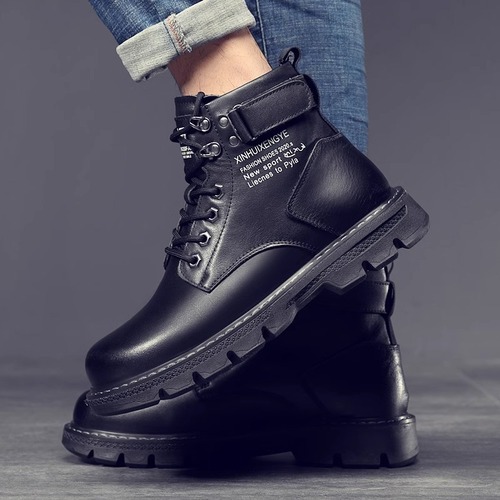 Martin boots men's high-top British style work boots outdoor trendy shoes mid-top leather boots men's autumn casual Martin shoes
