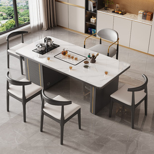 Wholesale Light Luxury Simple Modern Slate Tea Table and Chair Combination Balcony Kettle Integrated Office Slate Small Tea Table