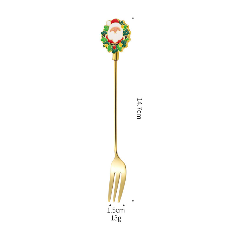 クロスボーダー新しいクリエイティブクリスマススプーン 304 ステンレス鋼クリスマス食器漫画クリスマスギフトボックスセットスプーンとフォーク|undefined