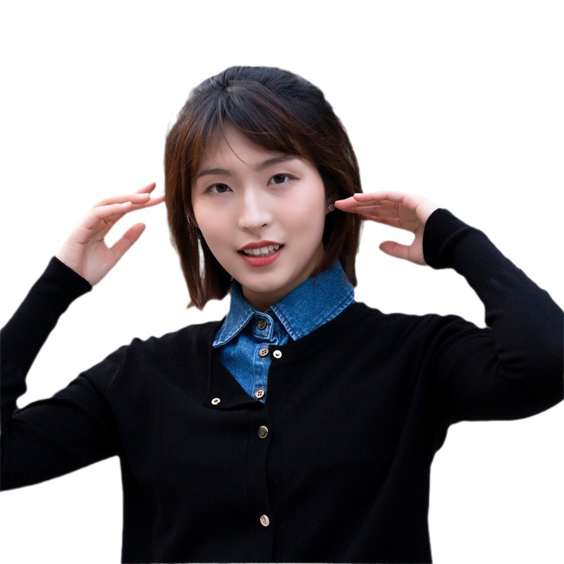 Denim retro todo fósforo cuello puntiagudo cuello alto cuello de muñeca cuello falso cuello clásico unisex camisa cuello falso al por mayor