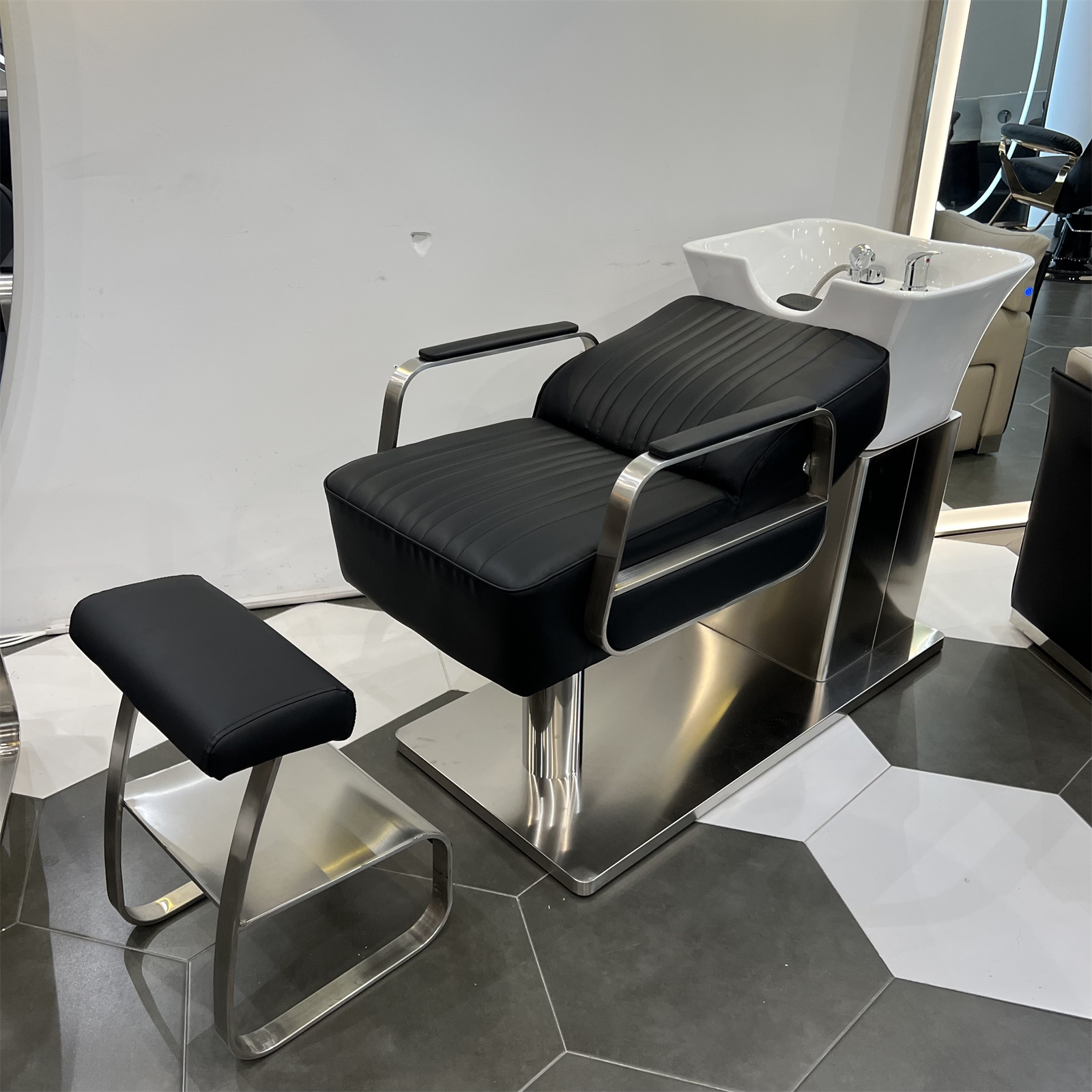 Internet de la celebridad salón de Pelo Semi-acostado cama de champú peluquería especial de lavado cama de masaje cama peluquería cuenca cerámica cama de masaje