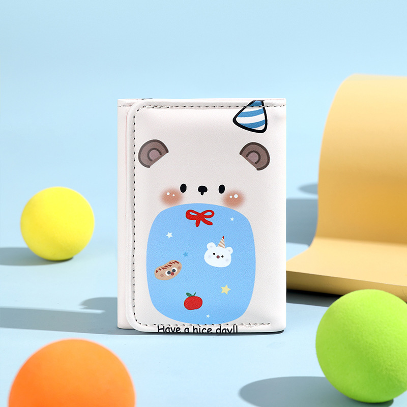 シンプルでかわいい子猫和風レディースバックルコインポジションハンドストラップレディース多機能ショートウォレット財布カードホルダー|undefined