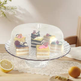 复古高脚盘收纳盘客厅防尘玻璃罩水果盘蛋糕点心盘酒店前台糖果盘