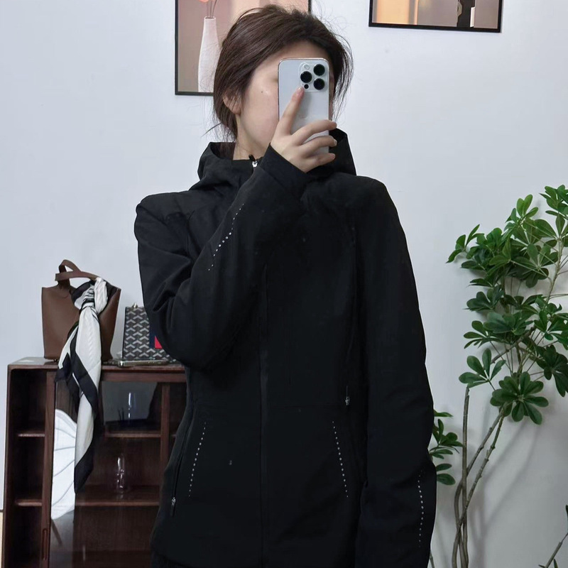 Original Grade Lulu Replacement Soft Shell Jacket Women's Autumn and Winter Hooded Fleece-Lined Slim Outdoor Waterproof Jacket