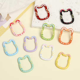 烤漆工艺长脸猫咪造型开口扣糖果色手绘合金弹簧圈diy钥匙扣配件