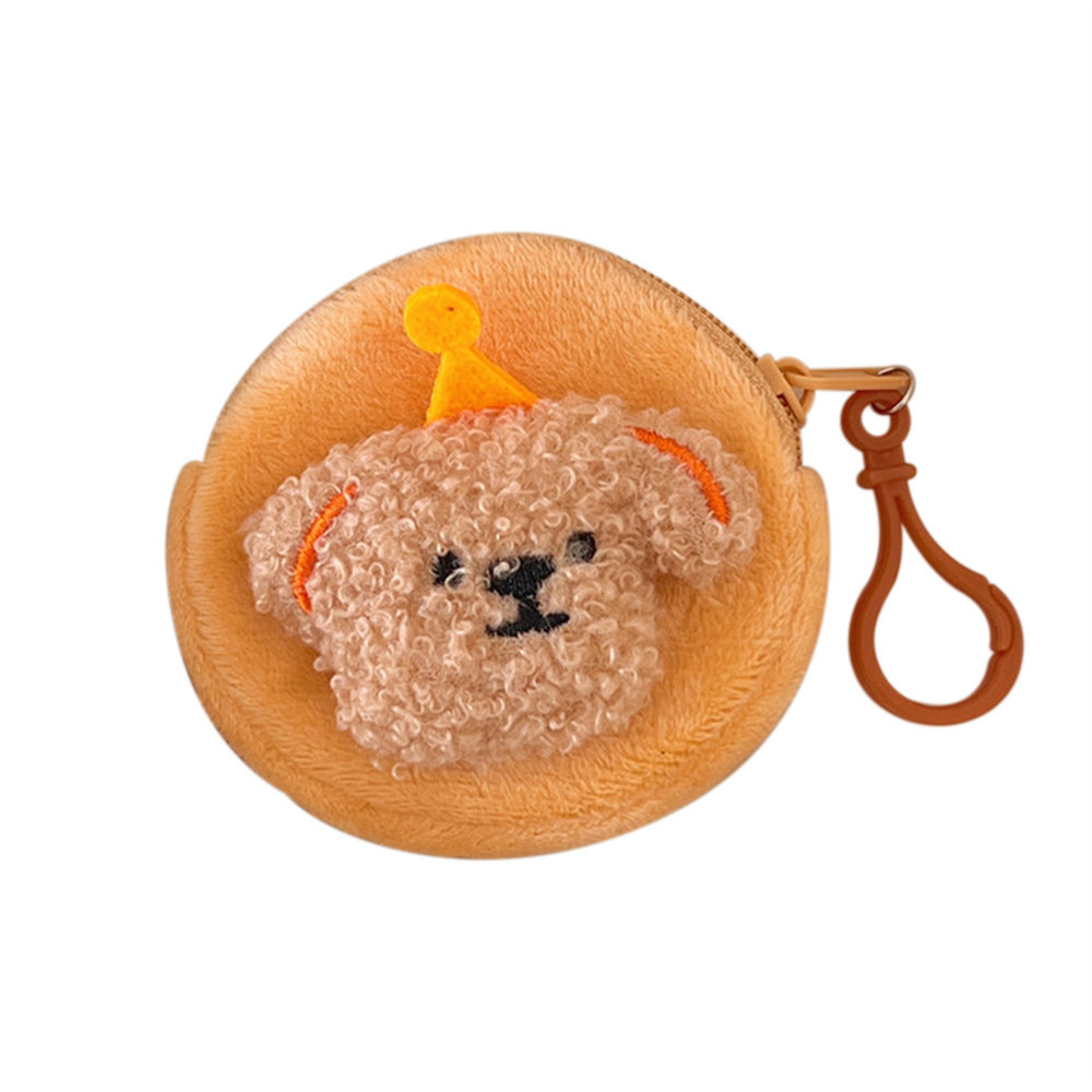 Monedero de cachorro de peluche lindo, mini billetera para estudiantes, bolsa de almacenamiento de artículos diversos con llave, bolsa de auriculares para niña al por mayor