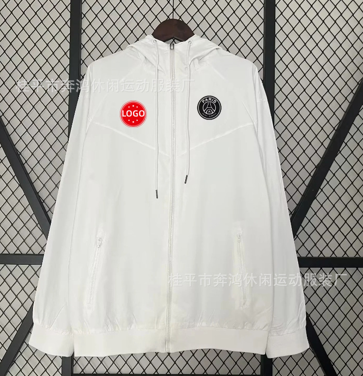 2526 chaqueta de fútbol con capuz nueva chaqueta de calentamiento a prueba de viento Barcelona Arsenal Real Madrid Manchester United chaqueta deportiva