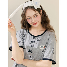布朗熊【睡眠棉】夏季新款睡衣女短袖短裤套装可爱大码全棉家居服