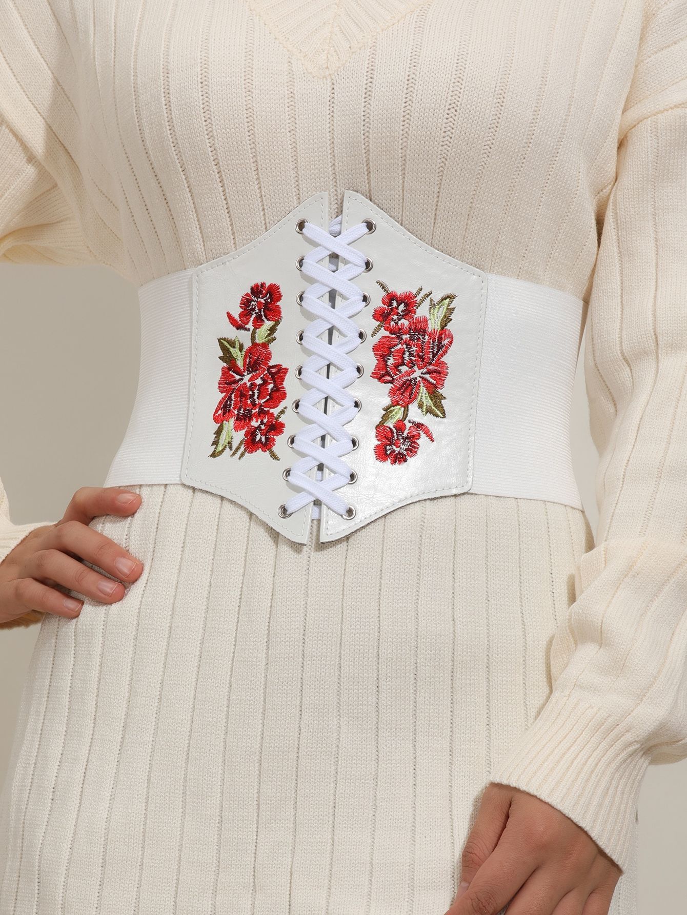 Retro Rosa Cuero Sintético Mujeres Cinturones De Cuero display picture 1