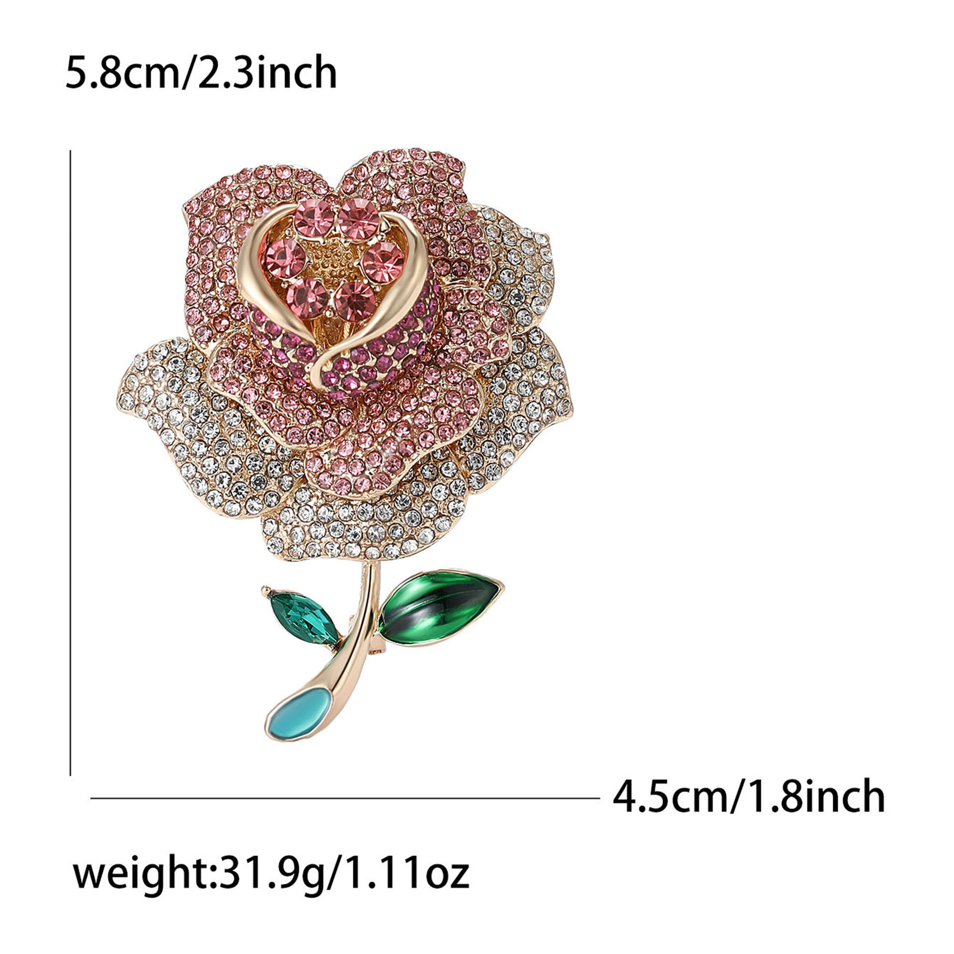 Rhinestones Inlay Material Elegant Vintage Style Pin Rose Flower Alloy Rhinestones Women's Brooches