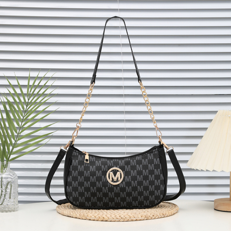 Europa y América letras retro impresión bolso de brazo personalidad M bolso de hombro de moda cadena bolso portátil