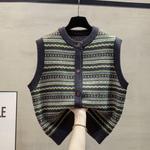 复古针织开衫马甲背心女冬秋2025年新款叠穿宽松外穿马夹毛衣坎肩