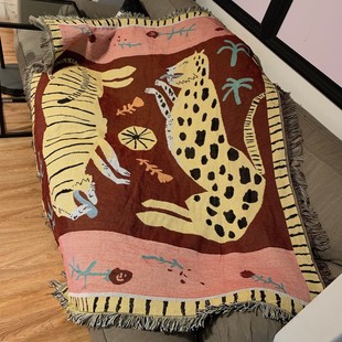 Sofa Towel Sofa Blanket Living Room Tapestry Decorative Blanket Blanket Retro Animal Nordic Style Creative Pink Panther