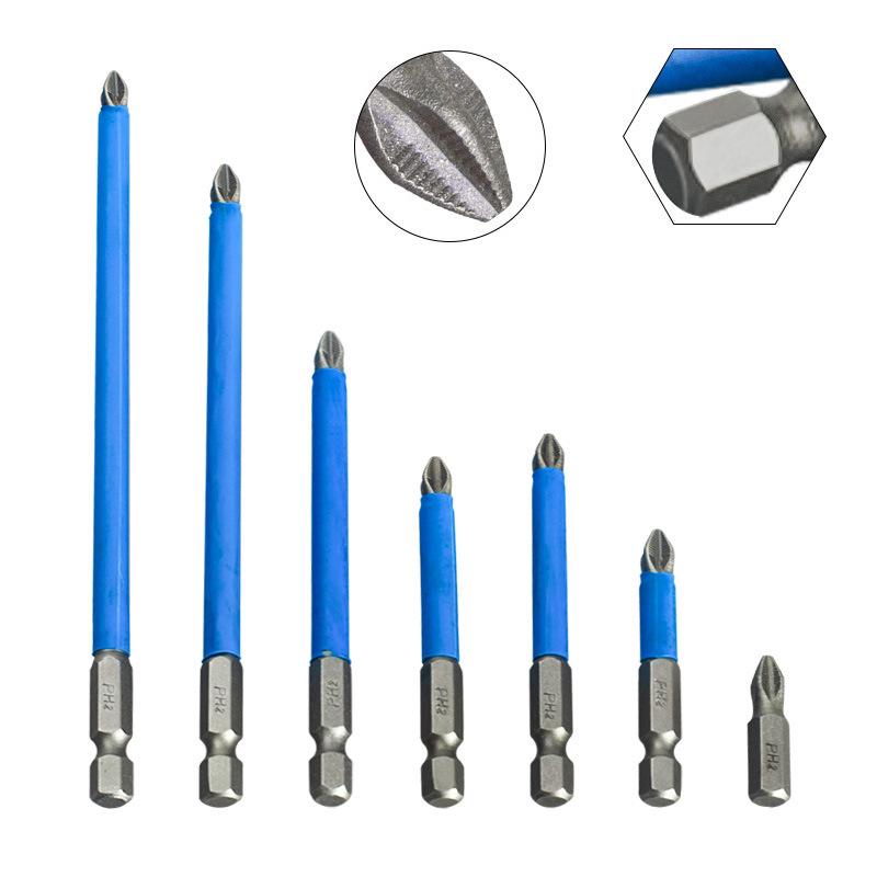 Puntas de cabeza cruzada antideslizantes cuidadosamente seleccionadas para destornilladores eléctricos, puntas magnéticas para destornilladores eléctricos, puntas de cabeza cruzada para apretar tornillos.