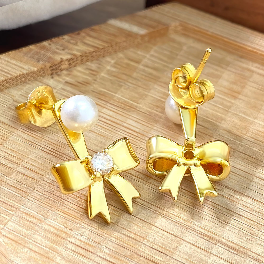 Pendientes de botón con perlas y circonitas para mujer_voghion.com