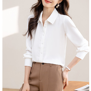 Real Shot Exquisite Lace Chiffon Shirt Autumn New Style Draped Smooth Professional Commuter All-match Long-sleeved Shirt Shirt for Women