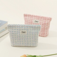 2024新款小香風編織化妝包輕奢高顏值大容量便攜收納手拿包 跨境