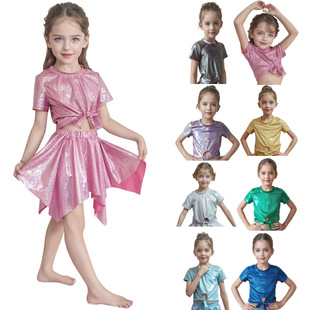 Popular Foreign Trade Children's Performance Clothing, Multi-Color and Multi-Size Hot Stamping Laser Material Event Performance Clothing Factory Direct Sale