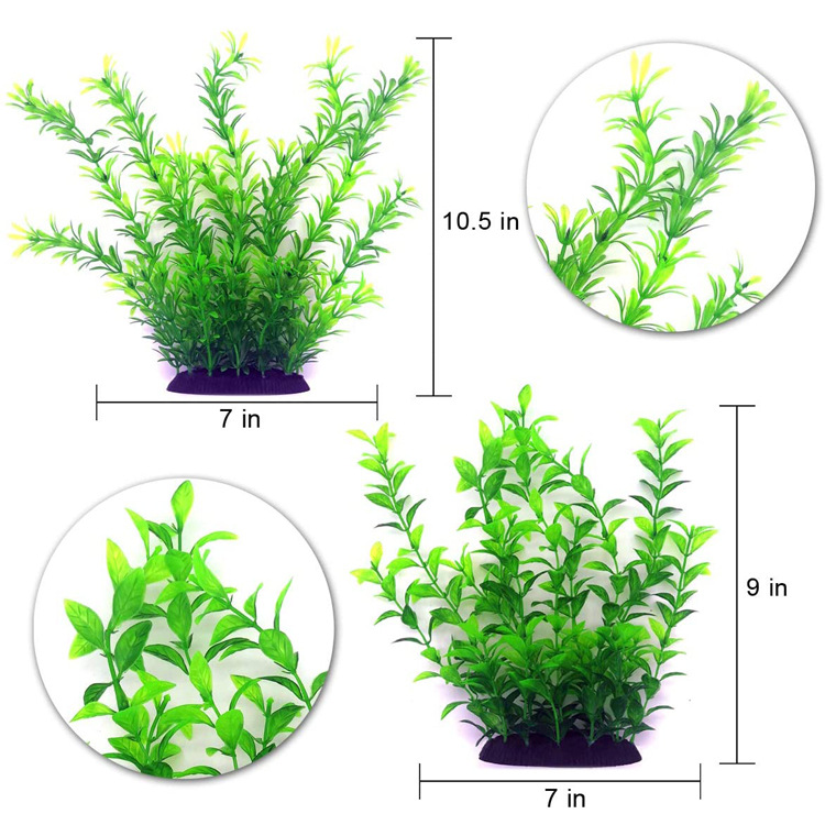Plantas de pecera, plantas de acuario, decoraciones de peceras, simulación, plantas de plástico, resina vegetal, rocalla, 6 piezas
