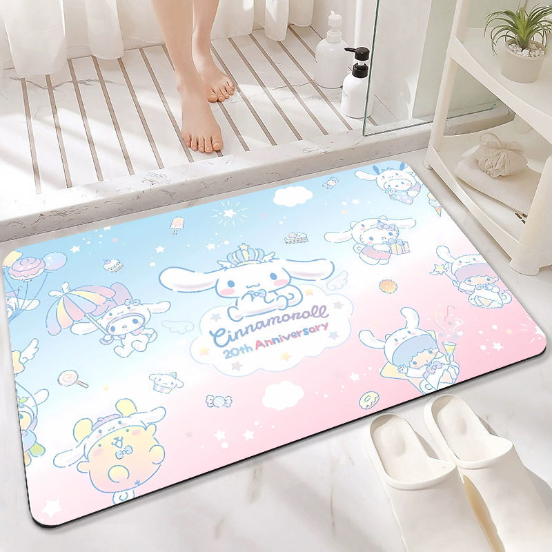 Cartoon cute little dog diatomite floor mat for home bathroom, water-absorbent, non-slip decorative mat, available for wholesale