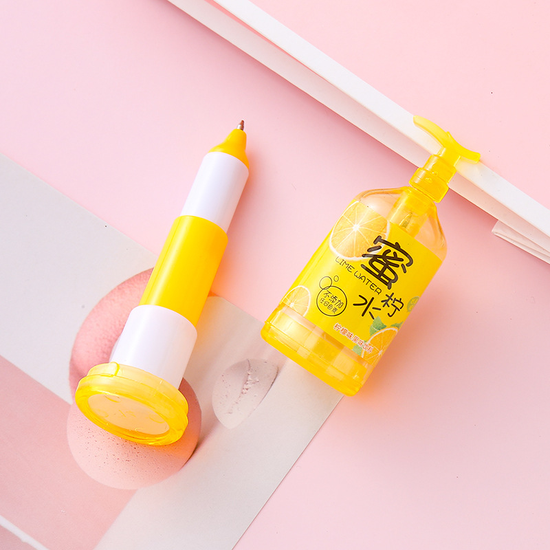 Tarro de bebida de dibujos animados bolígrafo telescópico papelería linda estudiante premio regalo al por mayor creativo desinfectante de manos bolígrafo