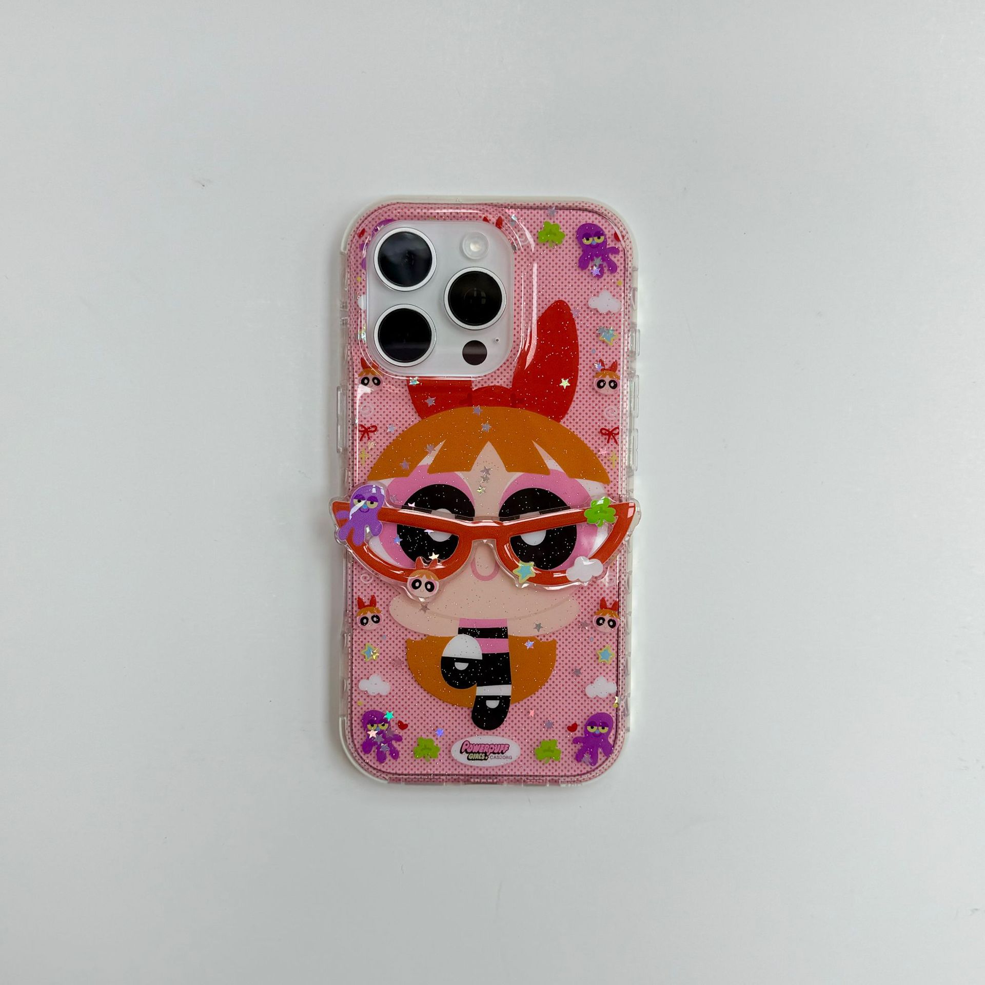 Gafas adorables para niña de dibujos animados para Apple 15Pro/16Pro funda para teléfono móvil 14ProMax estéreo 13P