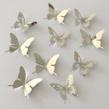 立体金属蝴蝶美观背景金属镂空客厅镜面光影墙贴布置加装墙上