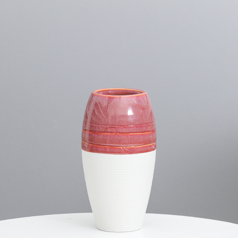 Colorido florero de cerámica decoración artesanía creativa cambio del horno flor seca hogar color esmalte simple Hotel florero al por mayor