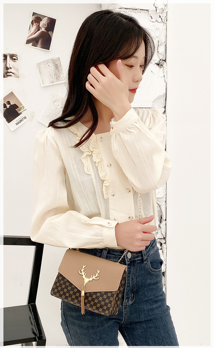 امرأة ميني جلد غير حقيقي كتلة اللون Lingge موضة مربع مشبك مغناطيسي كروس شنطة display picture 1