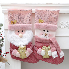クロスボーダー热い贩売クリスマスの装饰ピンクぬいぐるみクリスマスソックス子供キャンディーバッグクリエイティブギフトバッグストラップ
