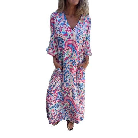 Euramerican Cross-border Women's Summer Dress Spring and Summer New Arrival V-neck Fashion Vacation Leopard Print Dress