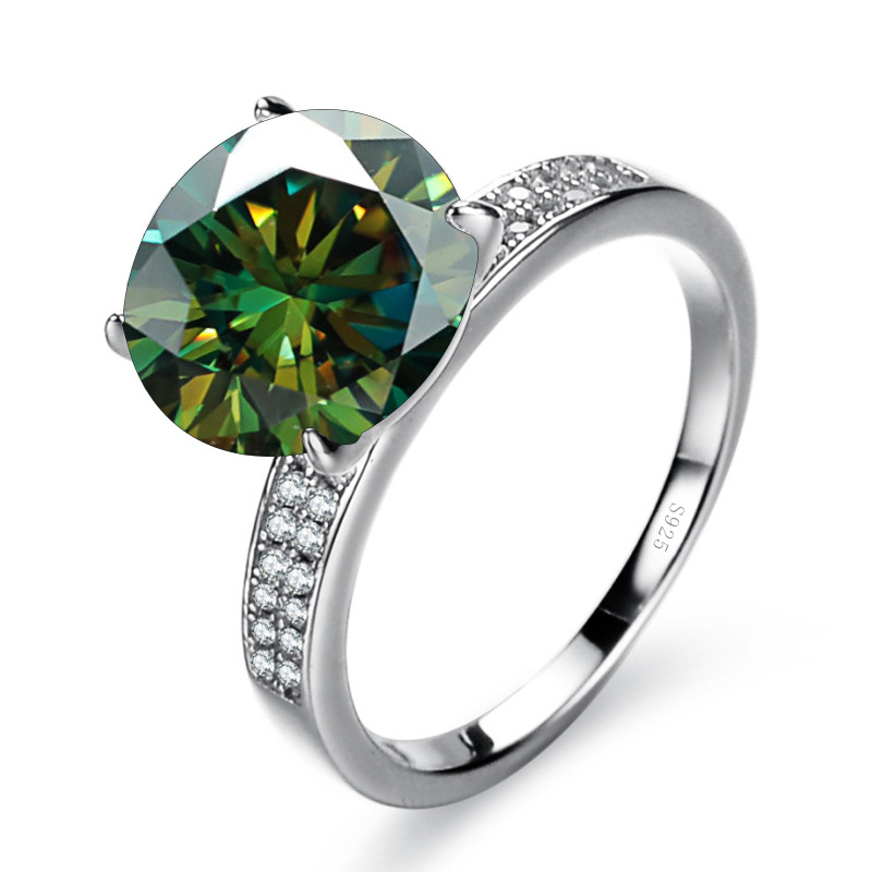 5 quilates gran quilates rosa azul verde anillo de piedra de moissanita transfronteriza en vivo ventas calientes propuestas de compromiso joyas