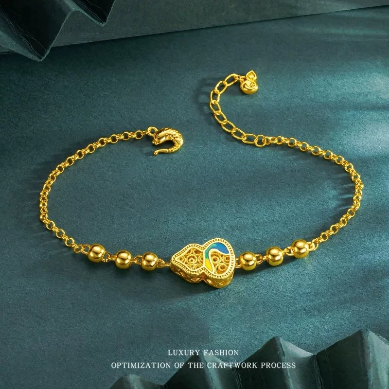 Золотой браслет-тыква 18к, цвет золота AU750, без формования, изысканный, модный, универсальный, высококачественный браслет для женщин, оптом