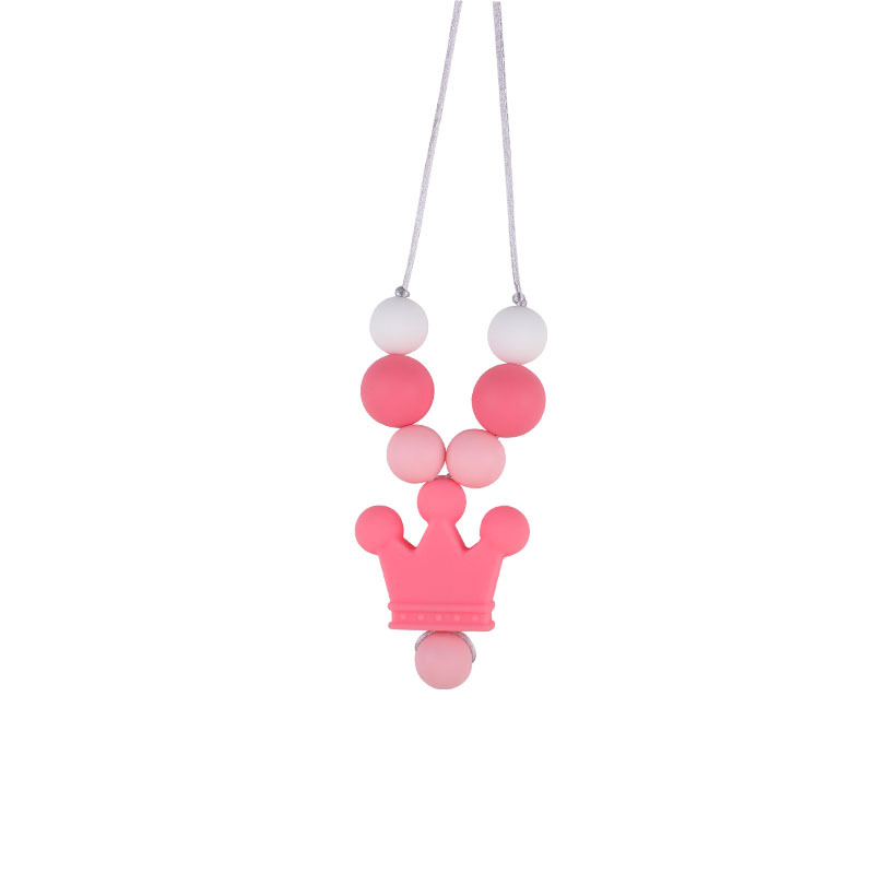 Amazon nuevo silicona corona molar collar bebé suministros teether palo masticable colgante collar