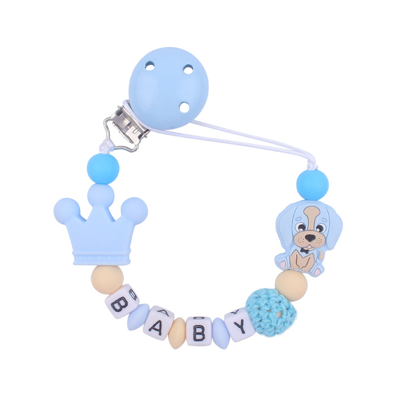 Suministros de bebé de silicona chupete Cadena de dibujos animados animal perro mordedura de silicona molar Cadena de juguete Nuevo