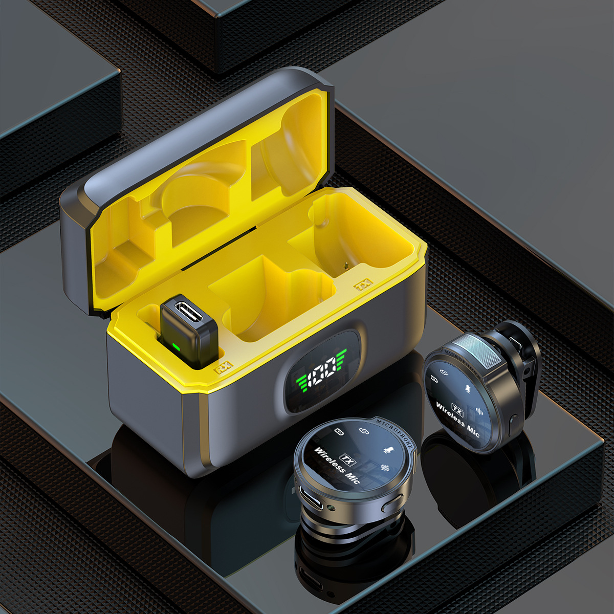 Modelo de explosión, modelo privado, uno, dos, micrófono inalámbrico, micrófono con pantalla digital, almacenamiento de carga, reducción de ruido, micrófono inalámbrico para teléfono móvil al por mayor