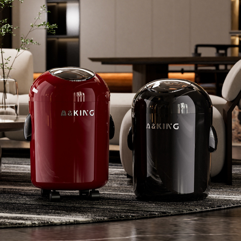 High-end luxury trash can for home use, large size, large capacity, sliding lid, with wheels, odor-proof trash bin for the living room