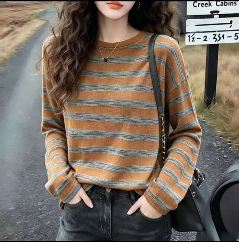 Popular women's long-sleeved new style, loose-fitting, high-end blouse for mothers and middle-aged women, women's long-sleeved T-shirt